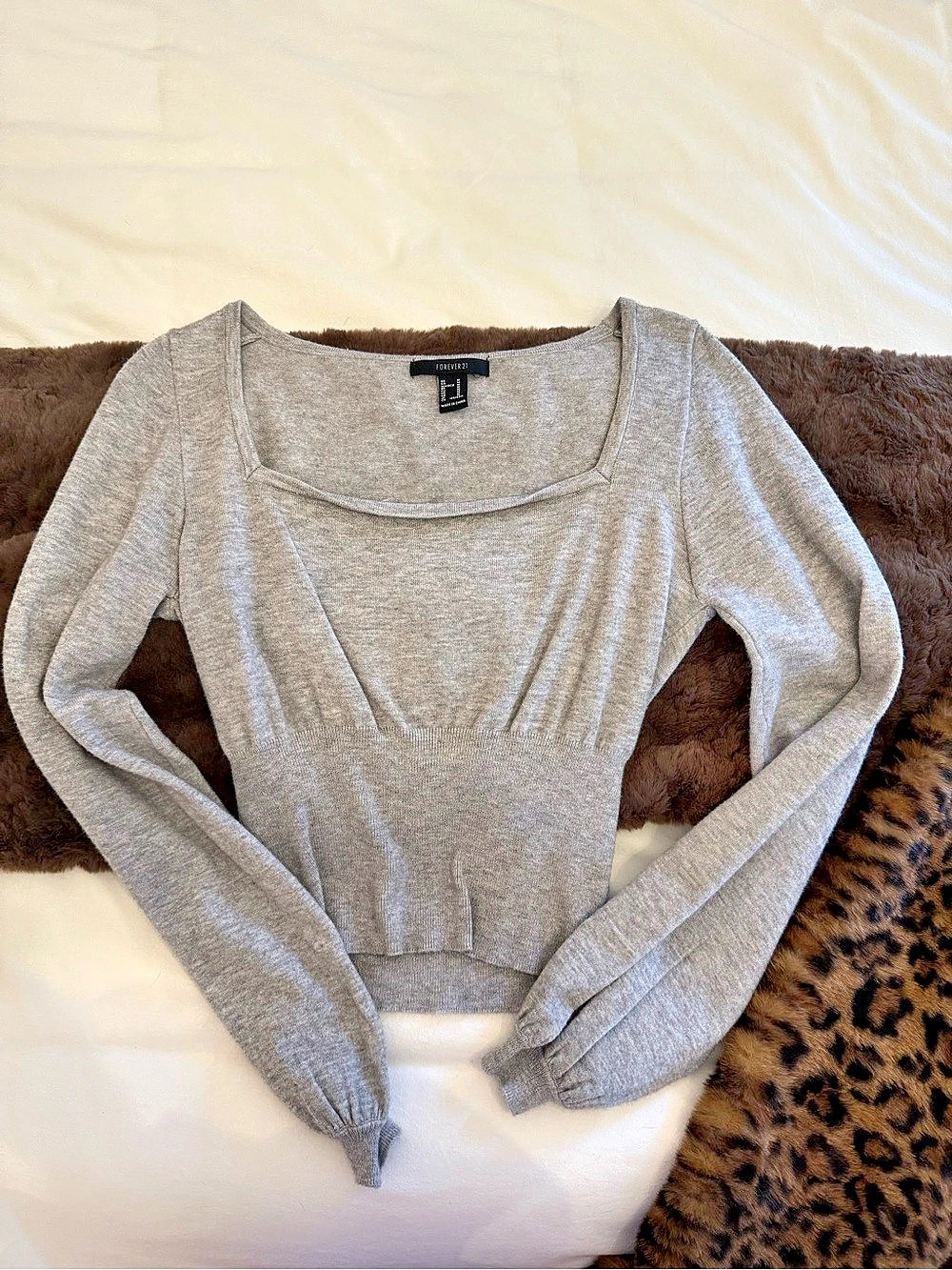 Grey Square Neck Sweater - Picture 1 of 1